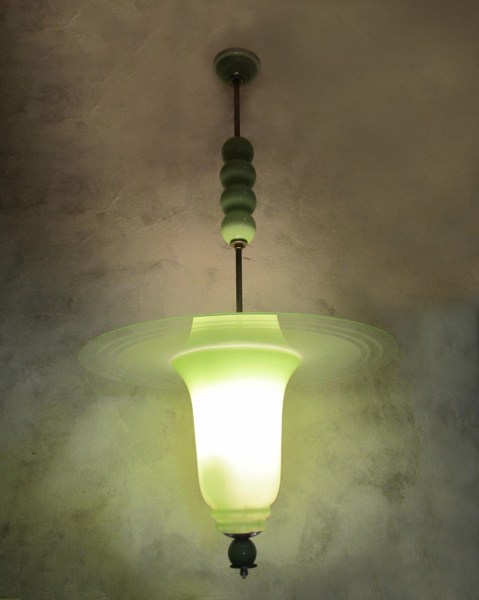 Art Deco Celadon Jade Colored Italian Glass Chandelier-02